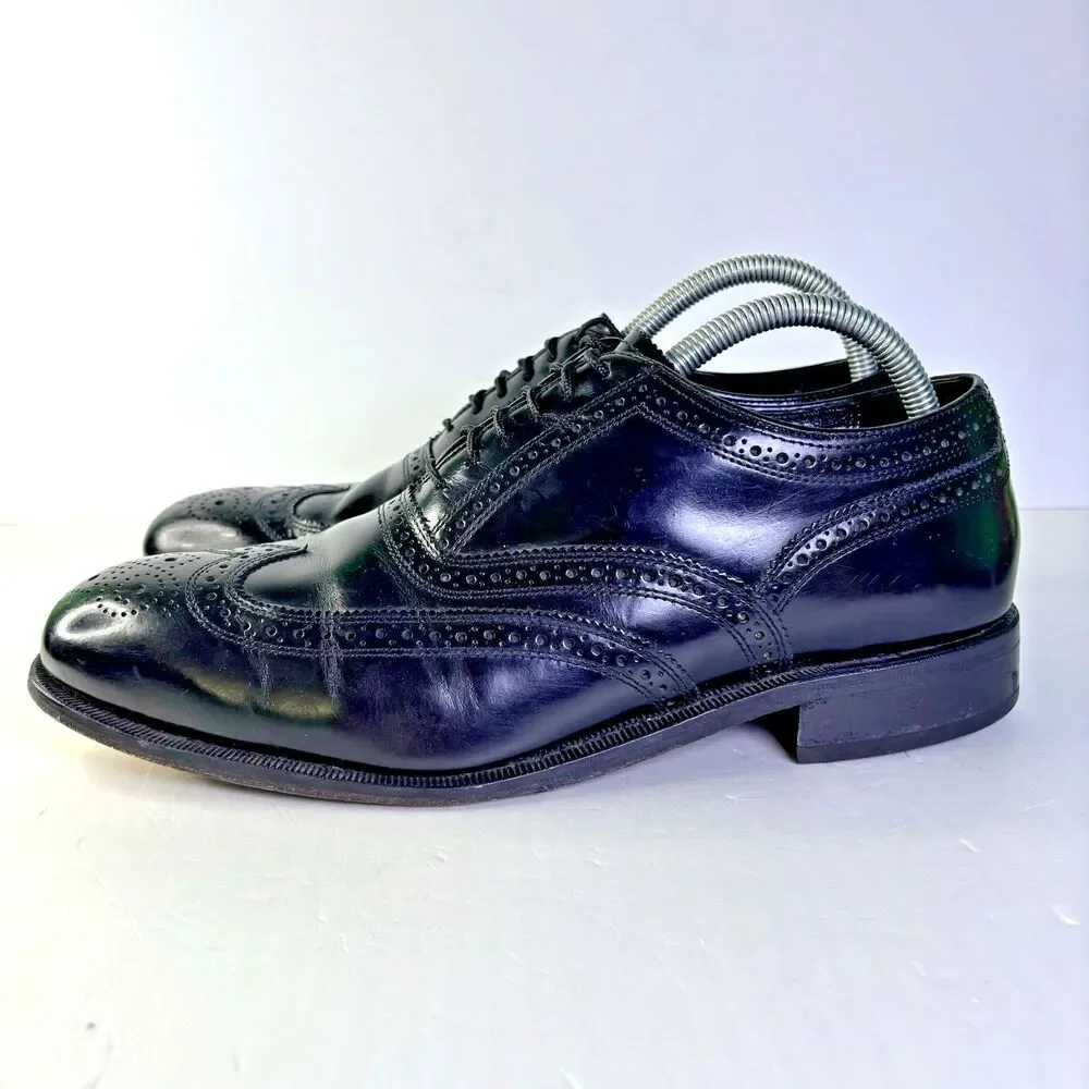 Florsheim Lexington Black Leather Wingtip Oxford Dress Shoes Men's Size 10 D